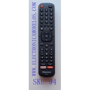 CONTROL REMOTO ORIGINAL PARA SMART TV HISENSE ((NUEVO)) / NUMERO DE PARTE EN2B27 / HH3-1 / MODELOS 40K321UW / 58K700UWD